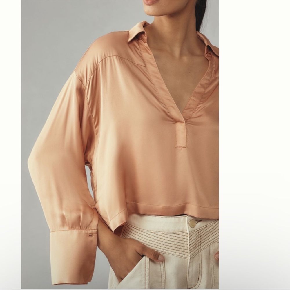 Elegant Peach Satin Blouse
